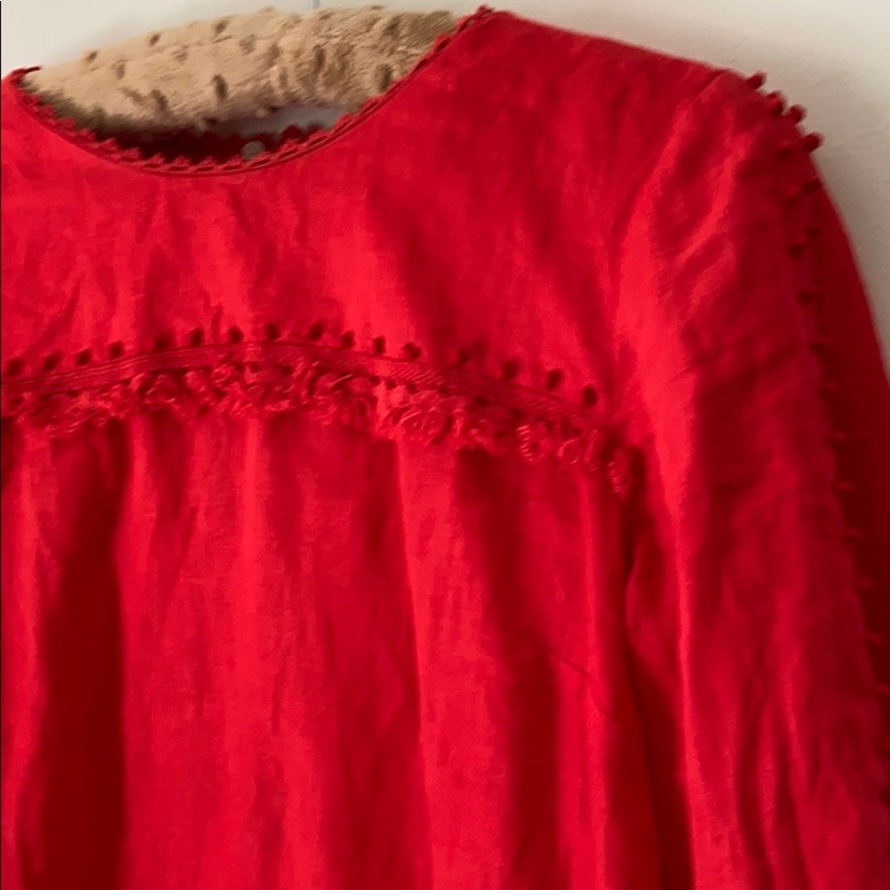 J Crew linen blouse with tassel detail 2